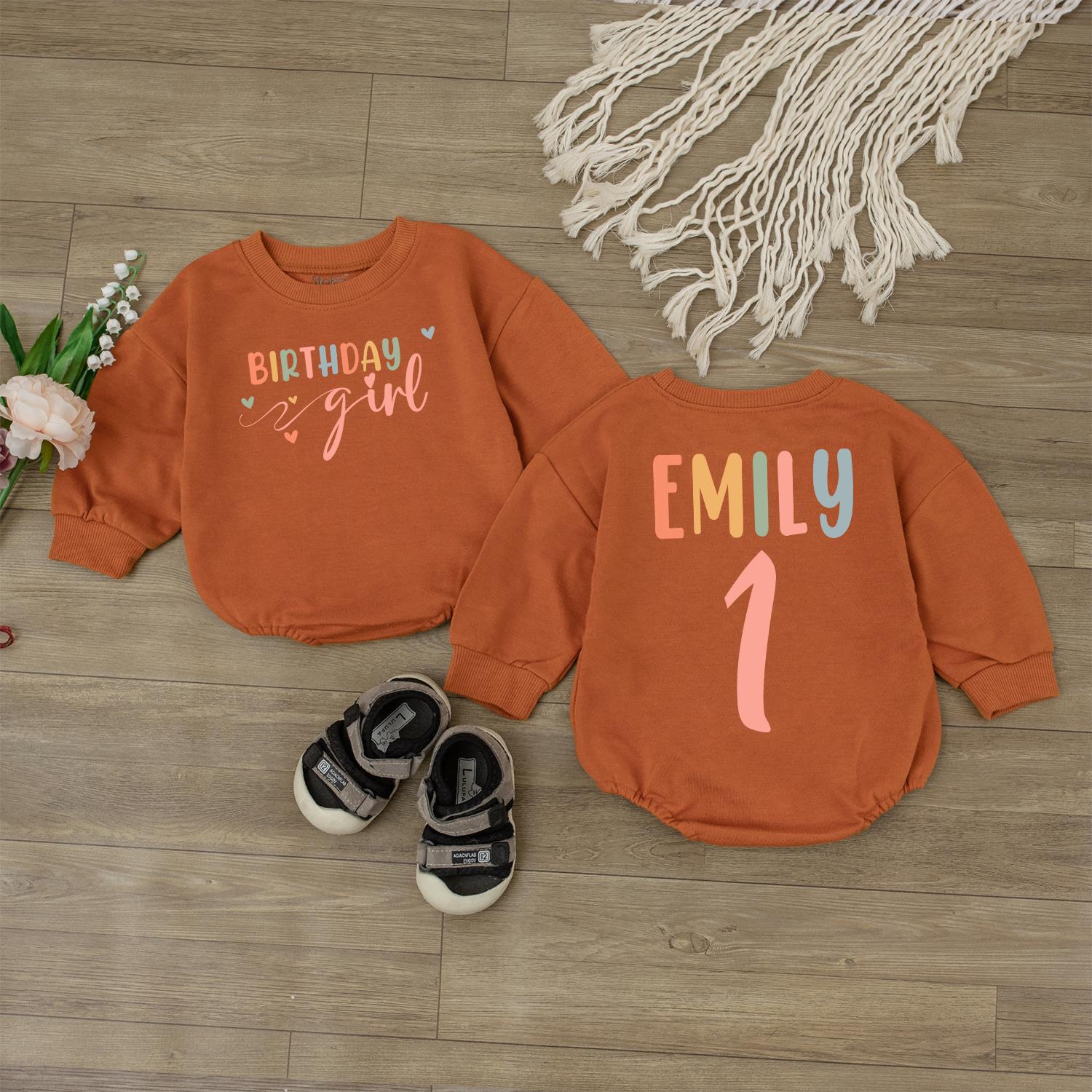 Personalized Birthday Girl Romper: Custom Name & Cozy Baby Outfit for Toddler's Celebration - Cute Jumpsuit Gift