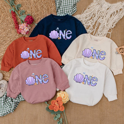 Personalized Mermaid Birthday Girl Romper for a "Oneder The Sea" First Birthday Celebration Baby Girl Clothes