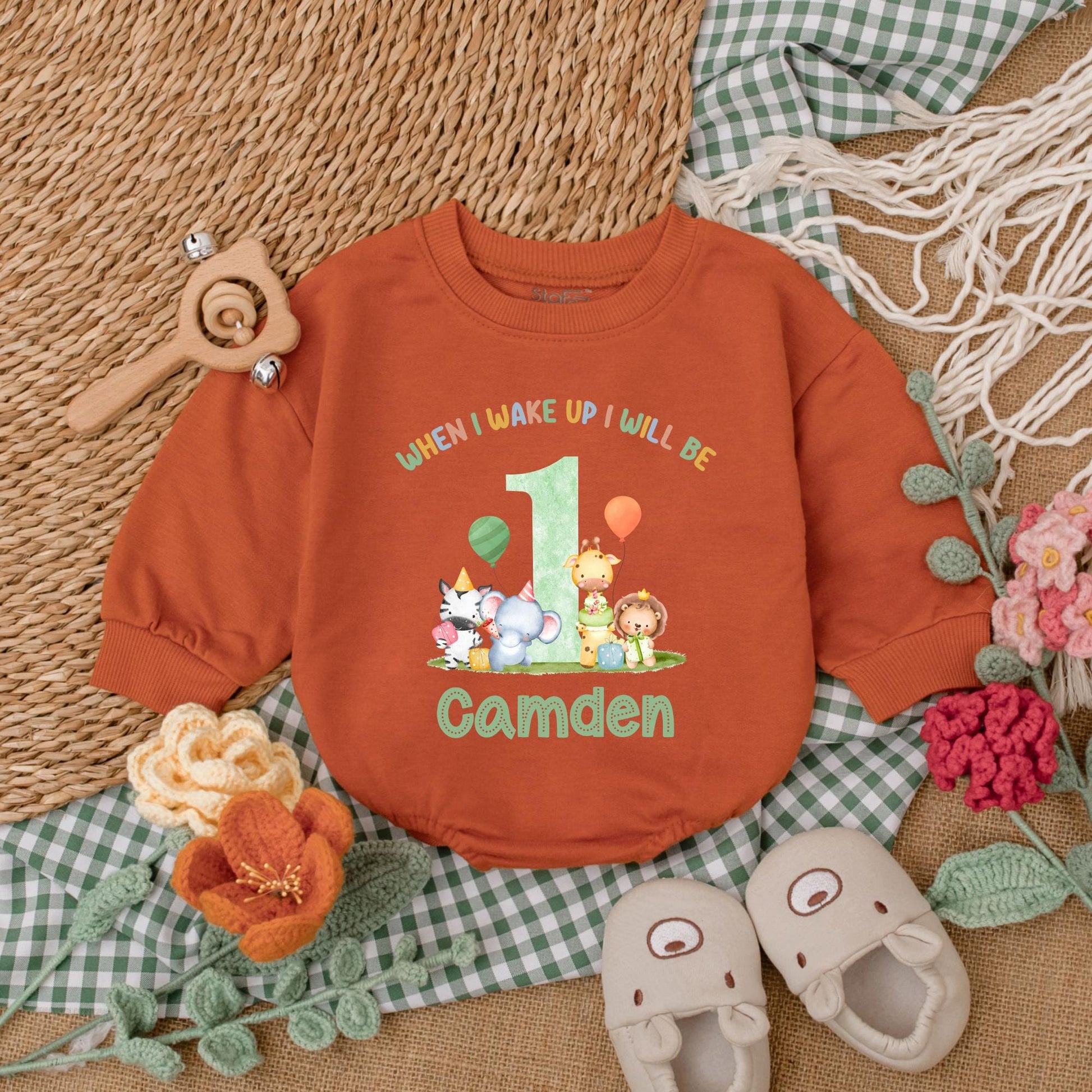 Personalized Safari Animals Birthday Romper Wild One Baby Boy Outfit Safari 1st Birthday Celebration Clothes Cotton Comfortable