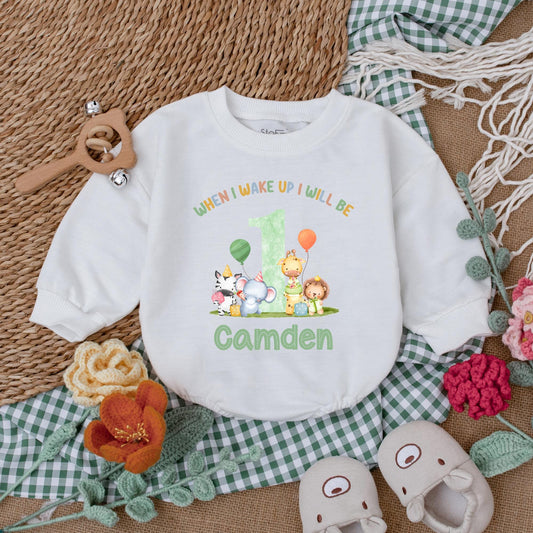 Personalized Safari Animals Birthday Romper Wild One Baby Boy Outfit Safari 1st Birthday Celebration Clothes Cotton Comfortable
