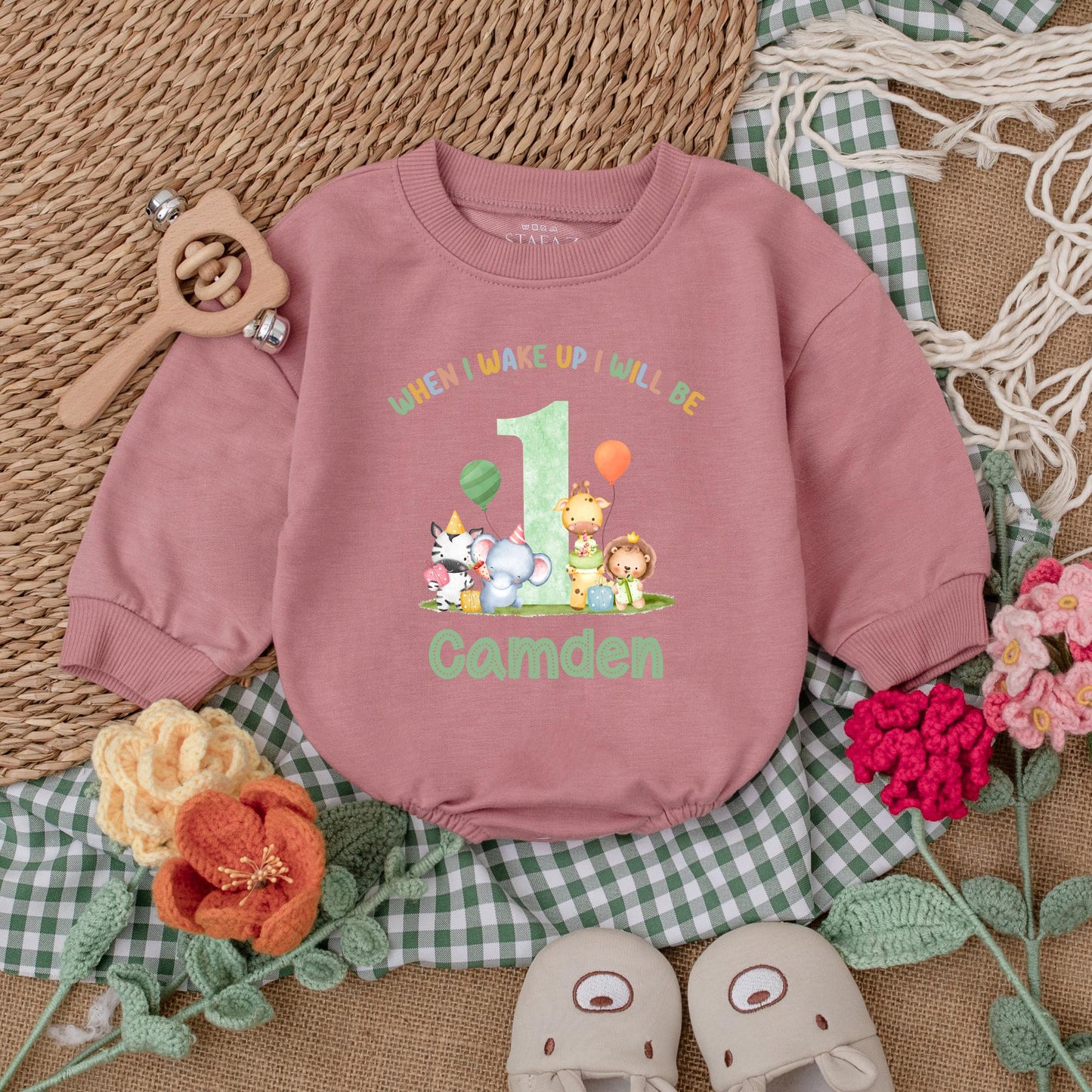 Personalized Safari Animals Birthday Romper Wild One Baby Boy Outfit Safari 1st Birthday Celebration Clothes Cotton Comfortable