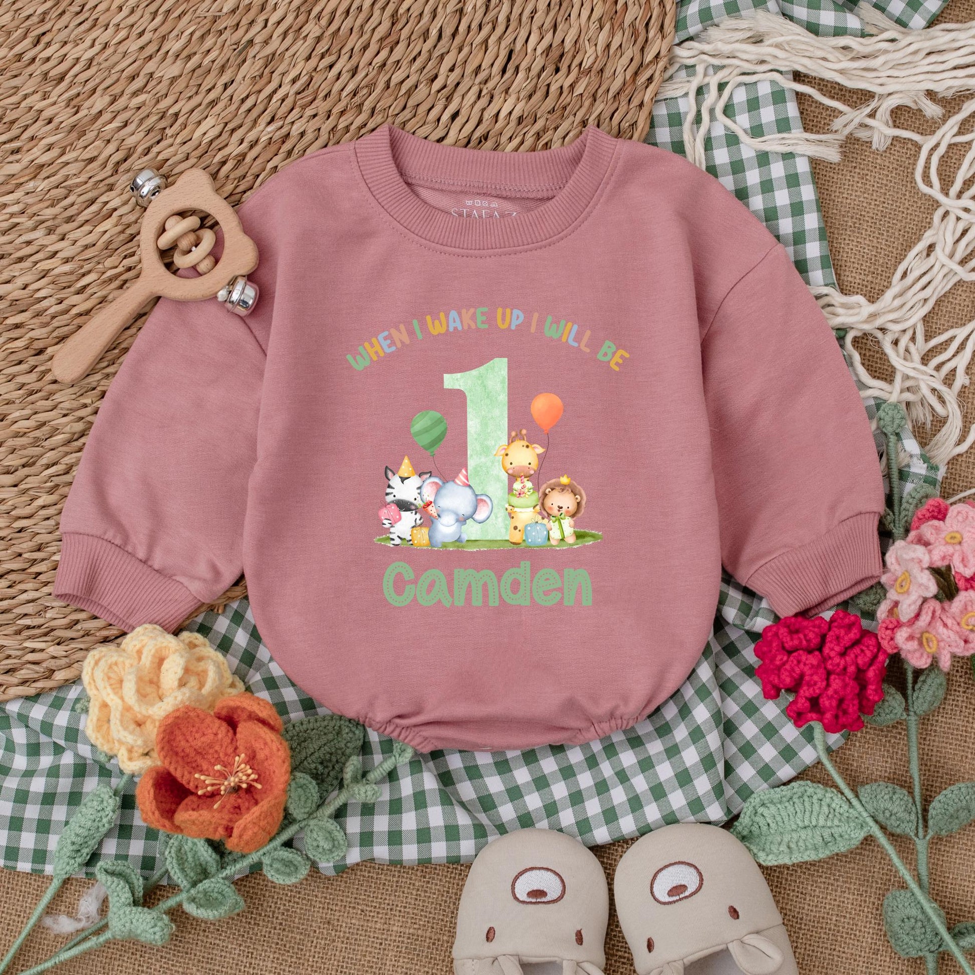 Personalized Safari Animals Birthday Romper Wild One Baby Boy Outfit Safari 1st Birthday Celebration Clothes Cotton Comfortable