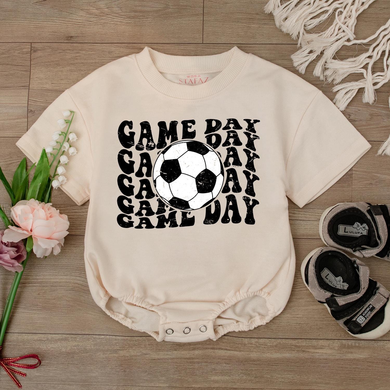 Retro Soccer Jumpsuit for Boys Baby Baseball Outfit Game Day Bodysuit Football Team Fan Gear
