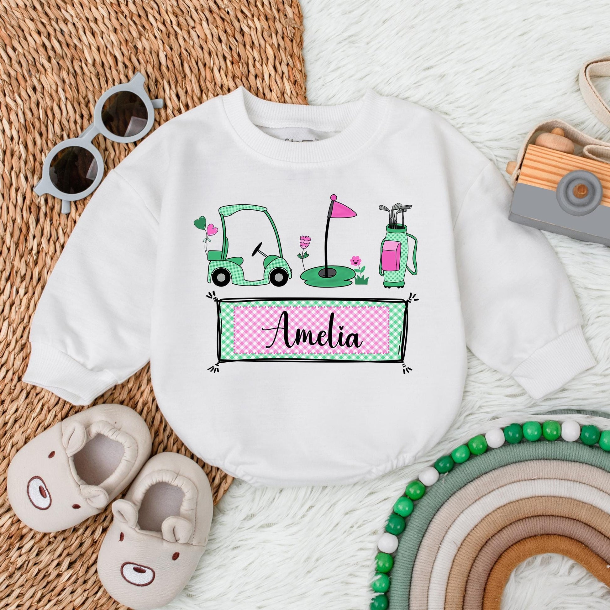 Personalized Baby Girl Golf Romper Daddy's Little Buddy Golf Outfit Future Golfer Gift Cute Baby Clothes 139