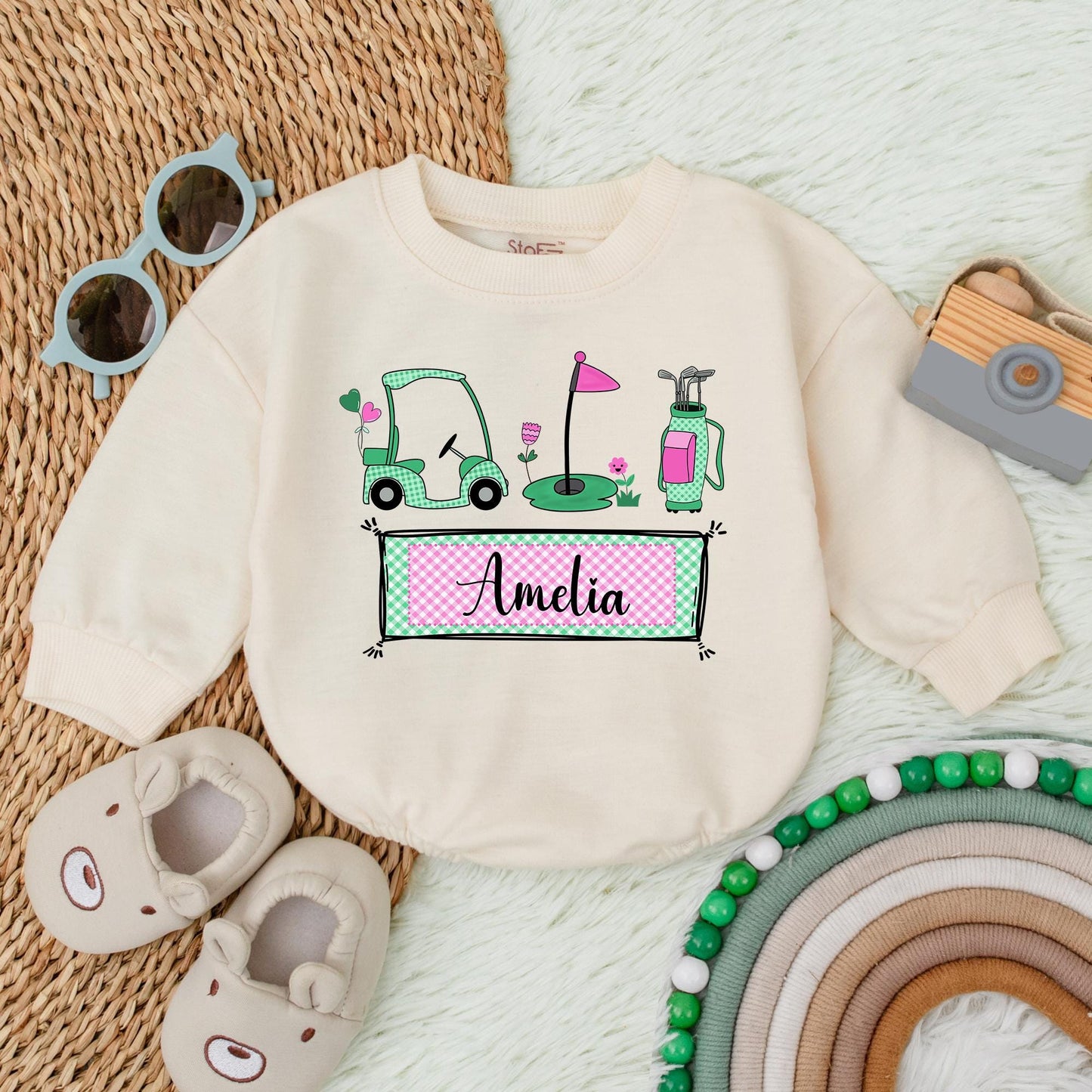 Personalized Baby Girl Golf Romper Daddy's Little Buddy Golf Outfit Future Golfer Gift Cute Baby Clothes 139