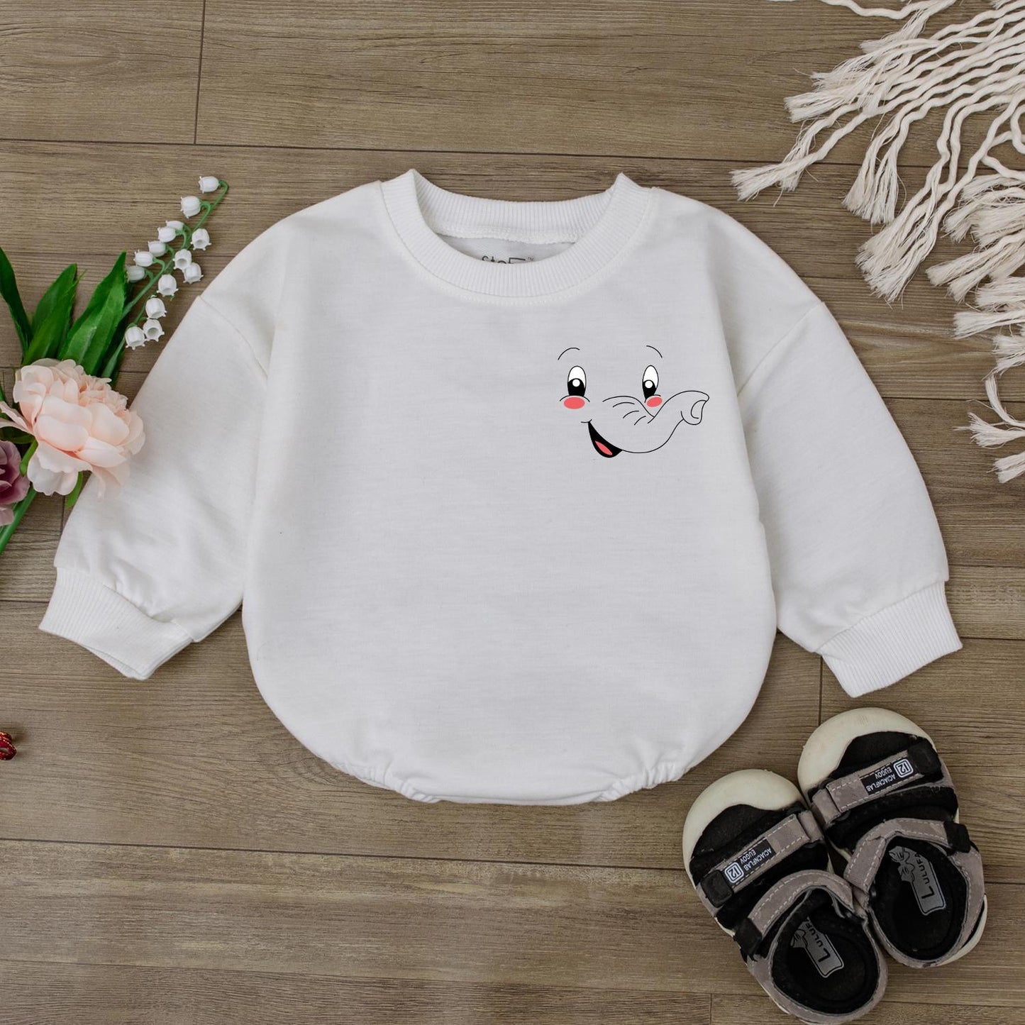 Cute Elephant Baby Romper Funny Bodysuit Adorable Infant Outfit Retro Gender Neutral Baby Shower Gift Newborn Clothes Little Peanut Design Cotton Soft Comfort