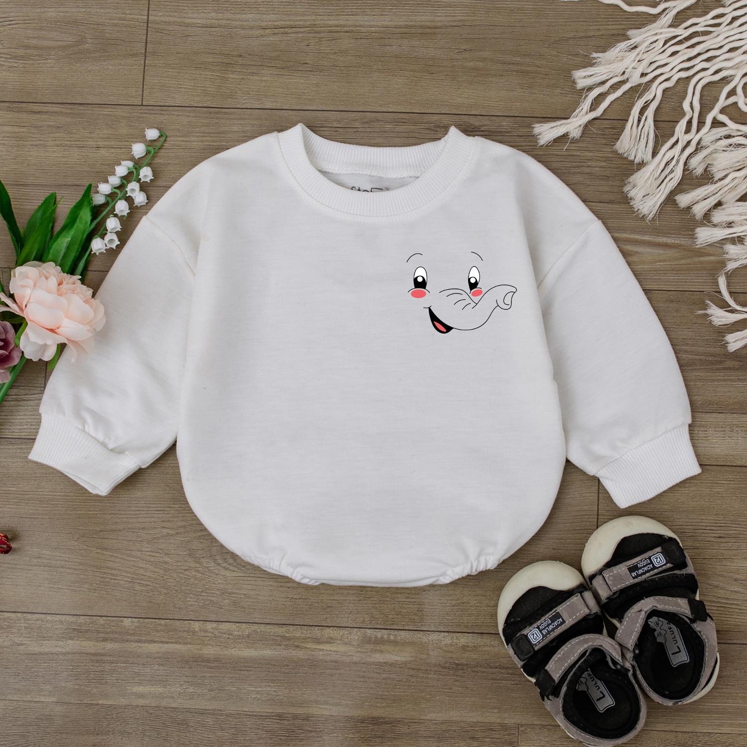 Cute Elephant Baby Romper Funny Bodysuit Adorable Infant Outfit Retro Gender Neutral Baby Shower Gift Newborn Clothes Little Peanut Design Cotton Soft Comfort
