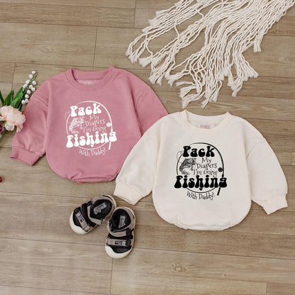 Daddy and Me Fishing Baby Romper Bodysuit Cute Outdoor Outfit Newborn Baby Shower Gift Idea First Father's Day Camping Trip Infant Summer Apparel