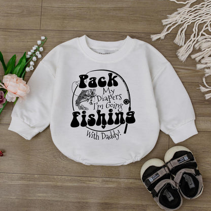 Daddy and Me Fishing Baby Romper Bodysuit Cute Outdoor Outfit Newborn Baby Shower Gift Idea First Father's Day Camping Trip Infant Summer Apparel