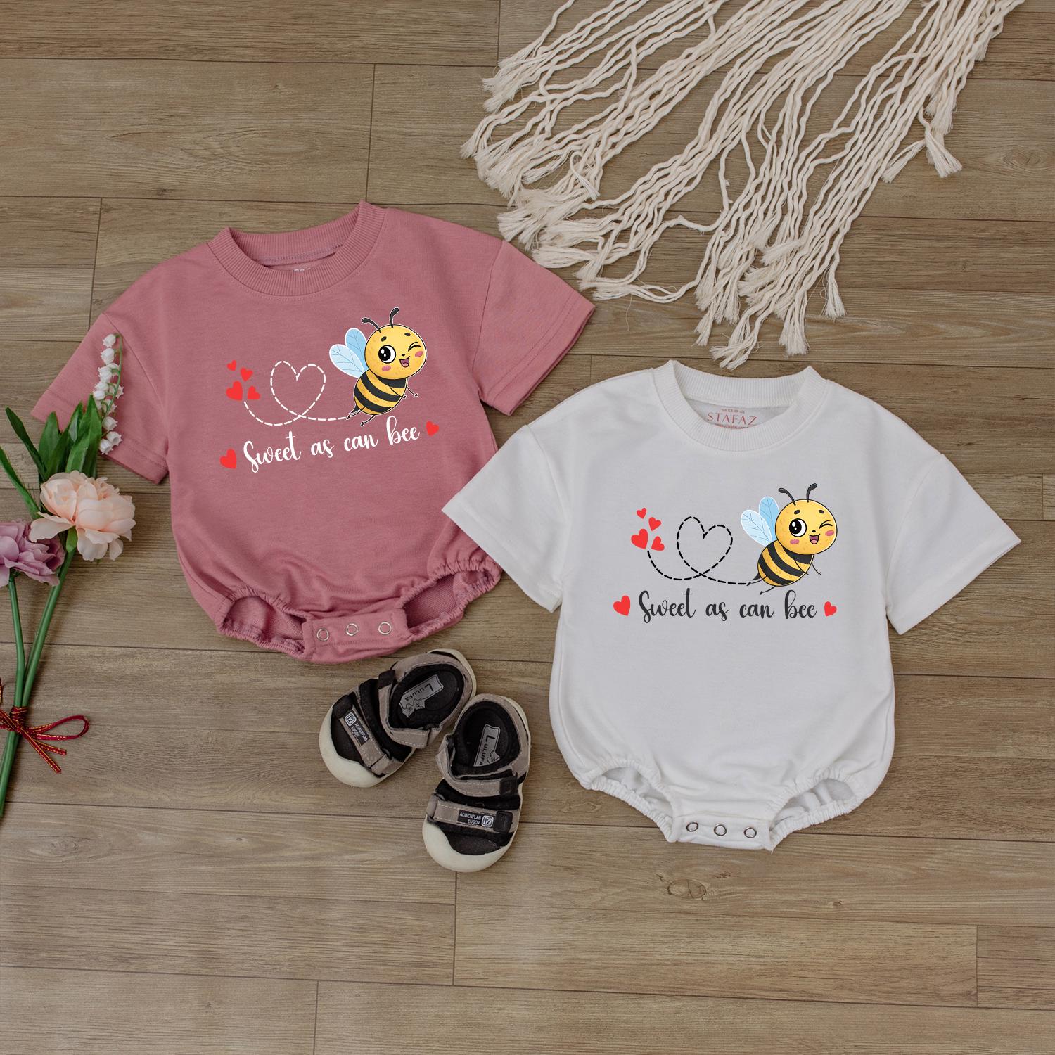 Sweet As Can Bee Baby Romper - Adorable Newborn Bee Outfit Baby Shower Gift for Girls Summer Baby Clothes Cute Bodysuit