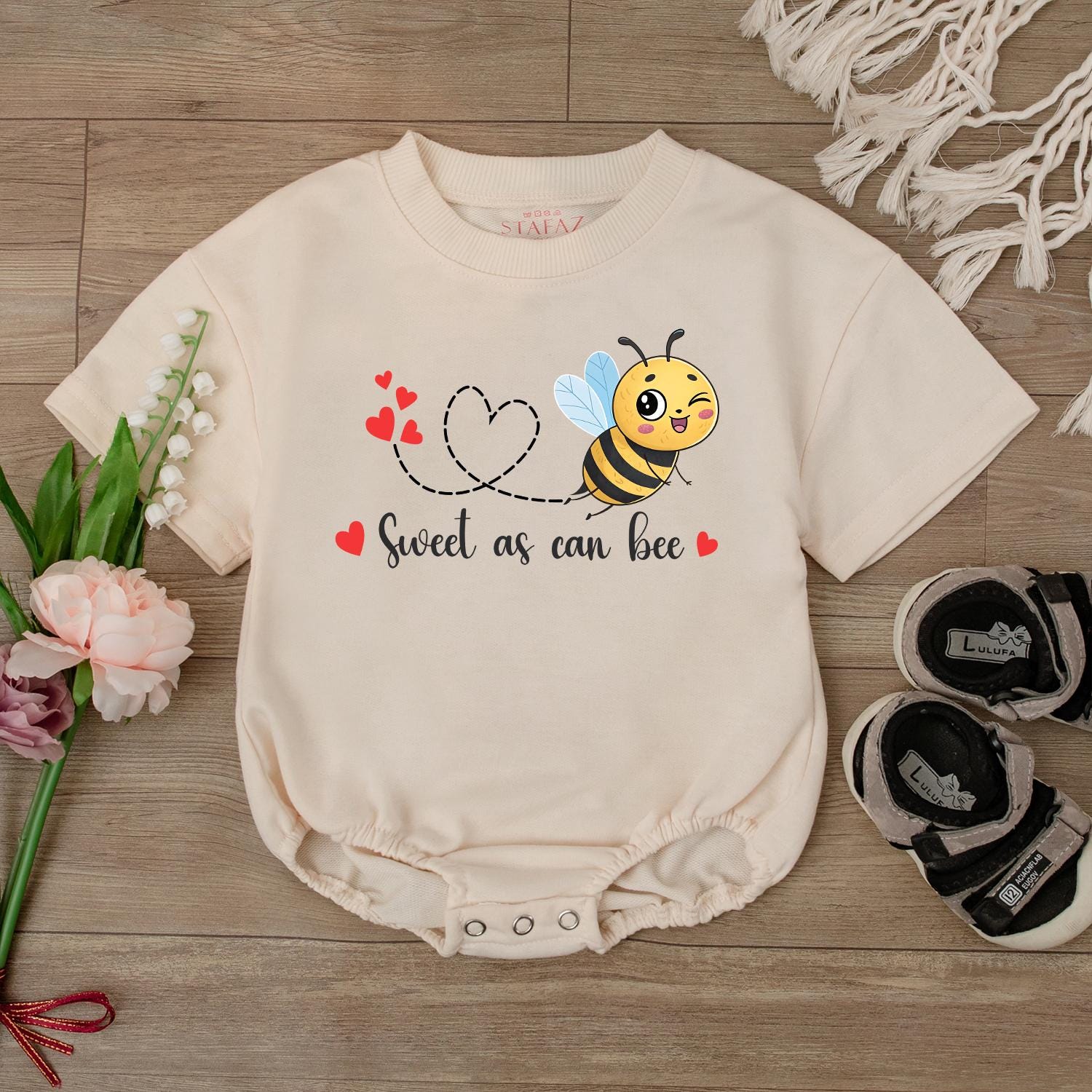 Sweet As Can Bee Baby Romper - Adorable Newborn Bee Outfit Baby Shower Gift for Girls Summer Baby Clothes Cute Bodysuit