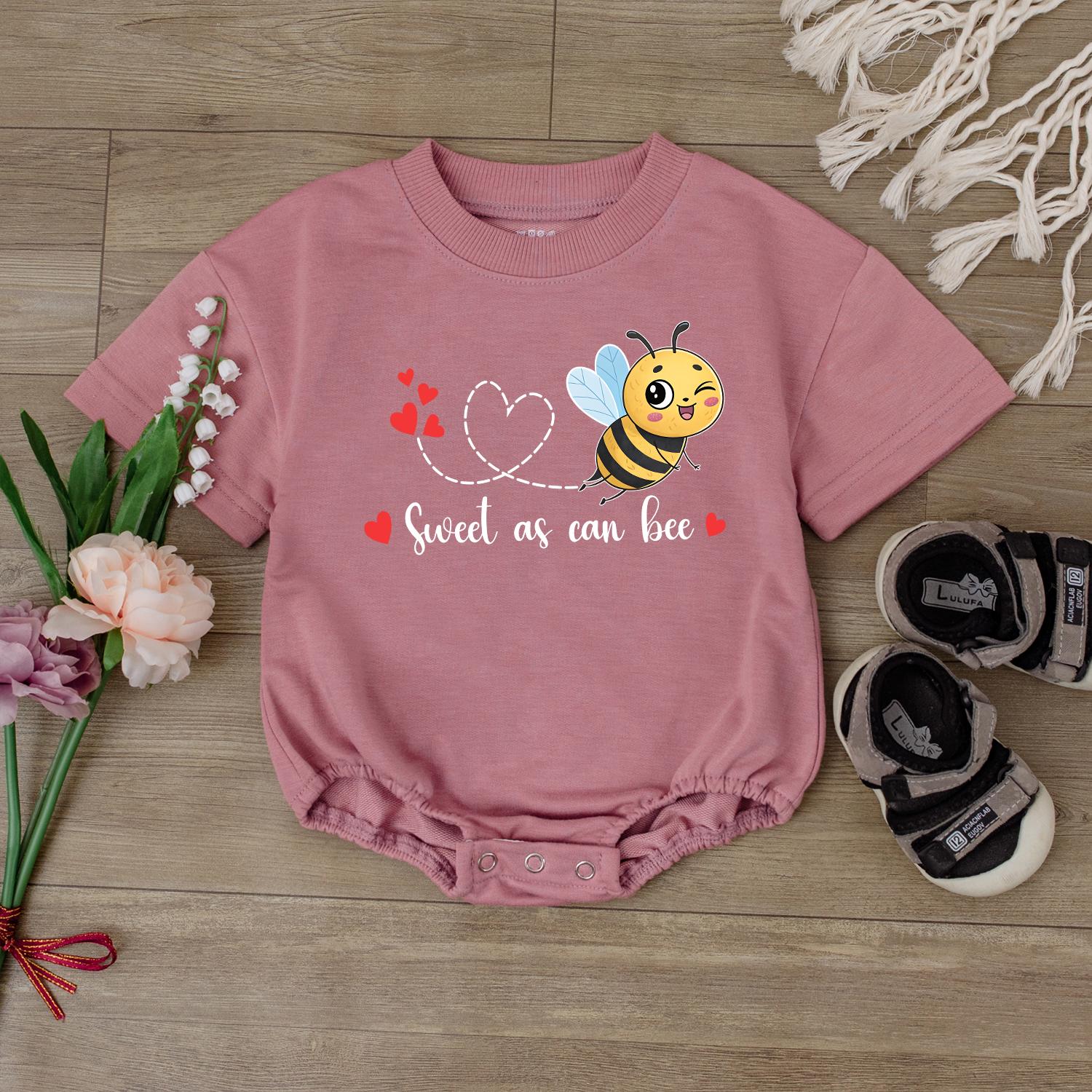 Sweet As Can Bee Baby Romper - Adorable Newborn Bee Outfit Baby Shower Gift for Girls Summer Baby Clothes Cute Bodysuit