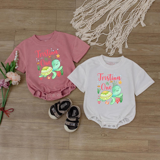 Adorable Sea Turtle Birthday Romper First Birthday Outfit Ocean Theme Baby Bodysuit Cute Baby Clothes Toddler Party Gift