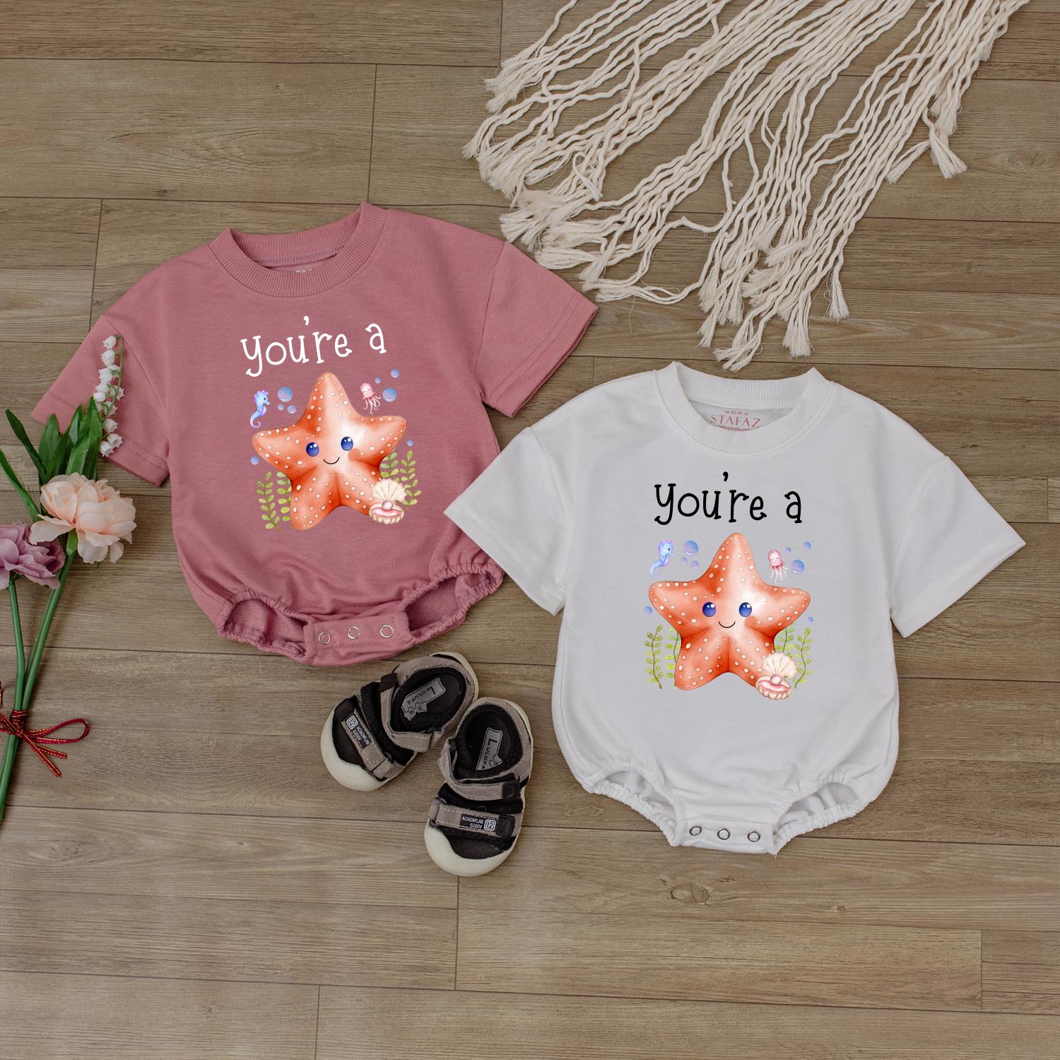 Cute Starfish Baby Romper Ocean Theme Outfit Sea Star Bodysuit Beach Baby Clothes Under the Sea Summer Toddler Infant Gift Idea for Newborn