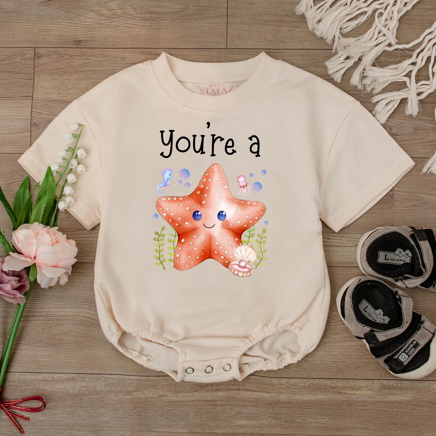Cute Starfish Baby Romper Ocean Theme Outfit Sea Star Bodysuit Beach Baby Clothes Under the Sea Summer Toddler Infant Gift Idea for Newborn