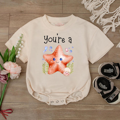 Cute Starfish Baby Romper Ocean Theme Outfit Sea Star Bodysuit Beach Baby Clothes Under the Sea Summer Toddler Infant Gift Idea for Newborn