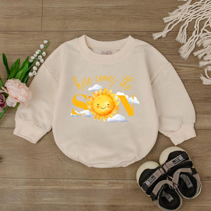 Here Comes the Sun Baby Sweatshirt Toddler Sunshine Outfit Cute Sun Print Pullover Kids Long Sleeve Crewneck Summer Beach Baby Clothes