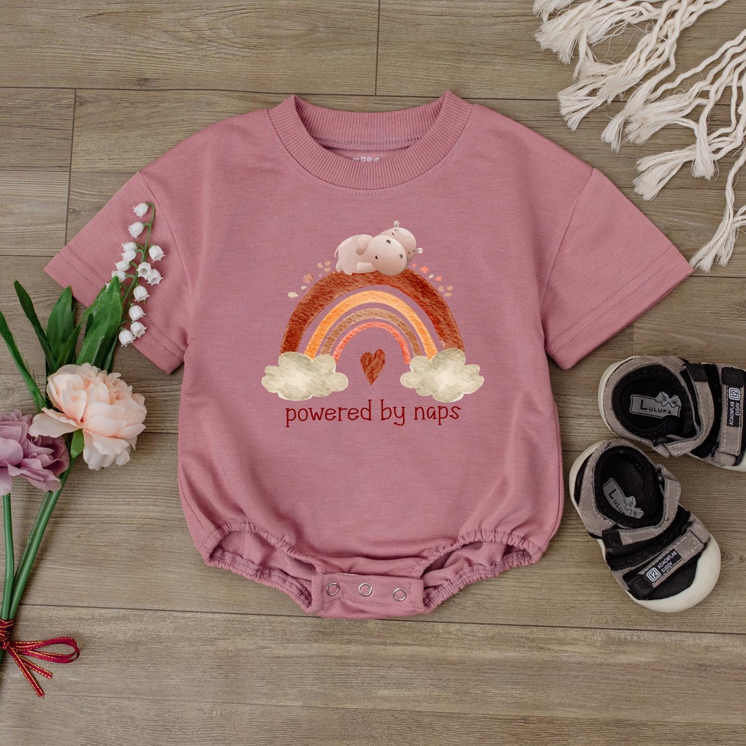 Powered by Naps Funny Baby Romper Neutral Infant Bodysuit Cute Newborn Gift Baby Shower Present Gender Neutral Clothes Soft Cotton Comfortable Everyday Wear