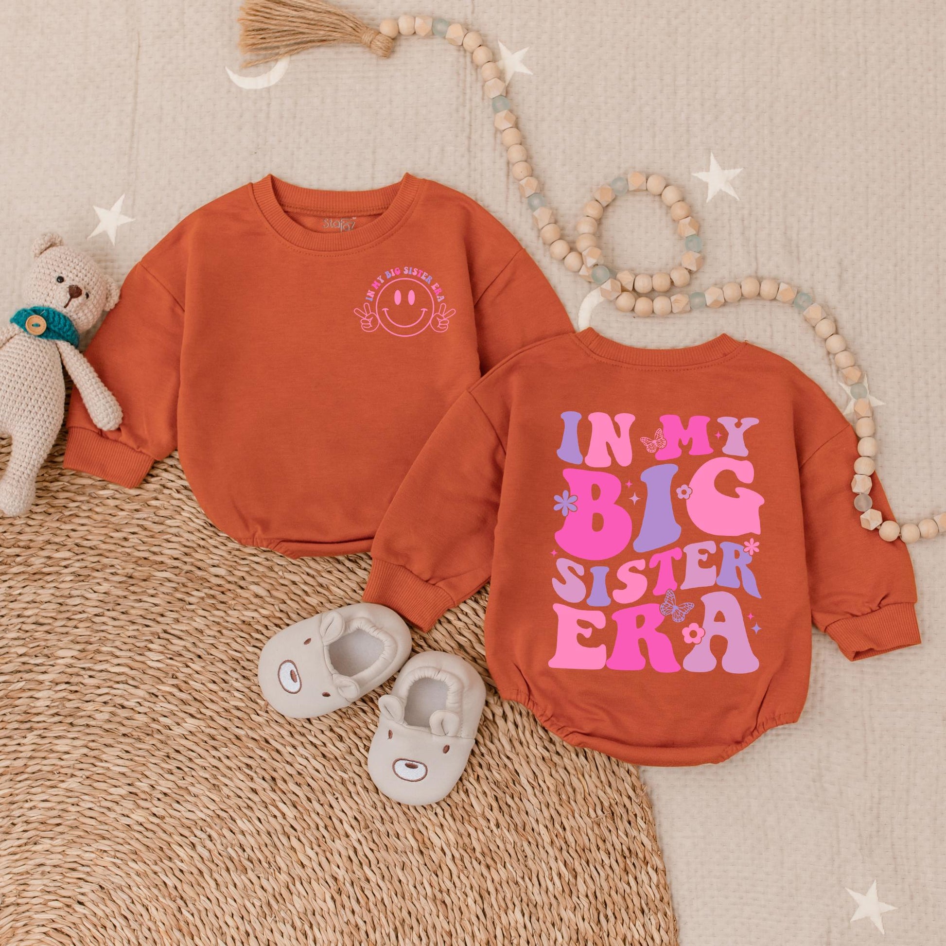 In My Big Sister Era Baby Romper Baby Girl Shower Gift Pregnancy Announcement Newborn Outfit Sister Bodysuit Coming Home Clothes