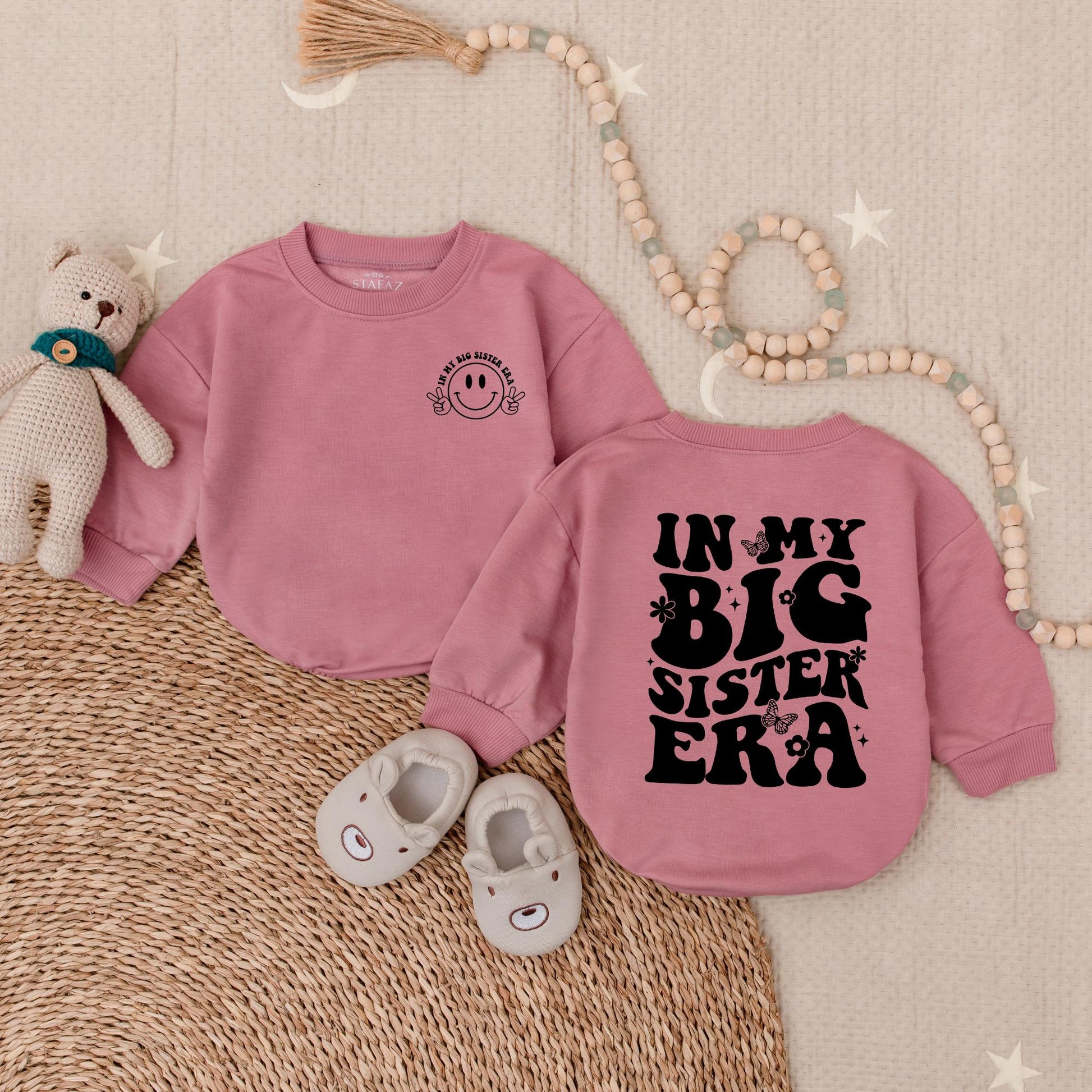 In My Big Sister Era Baby Romper Baby Girl Shower Gift Pregnancy Announcement Newborn Outfit Sister Bodysuit Coming Home Clothes