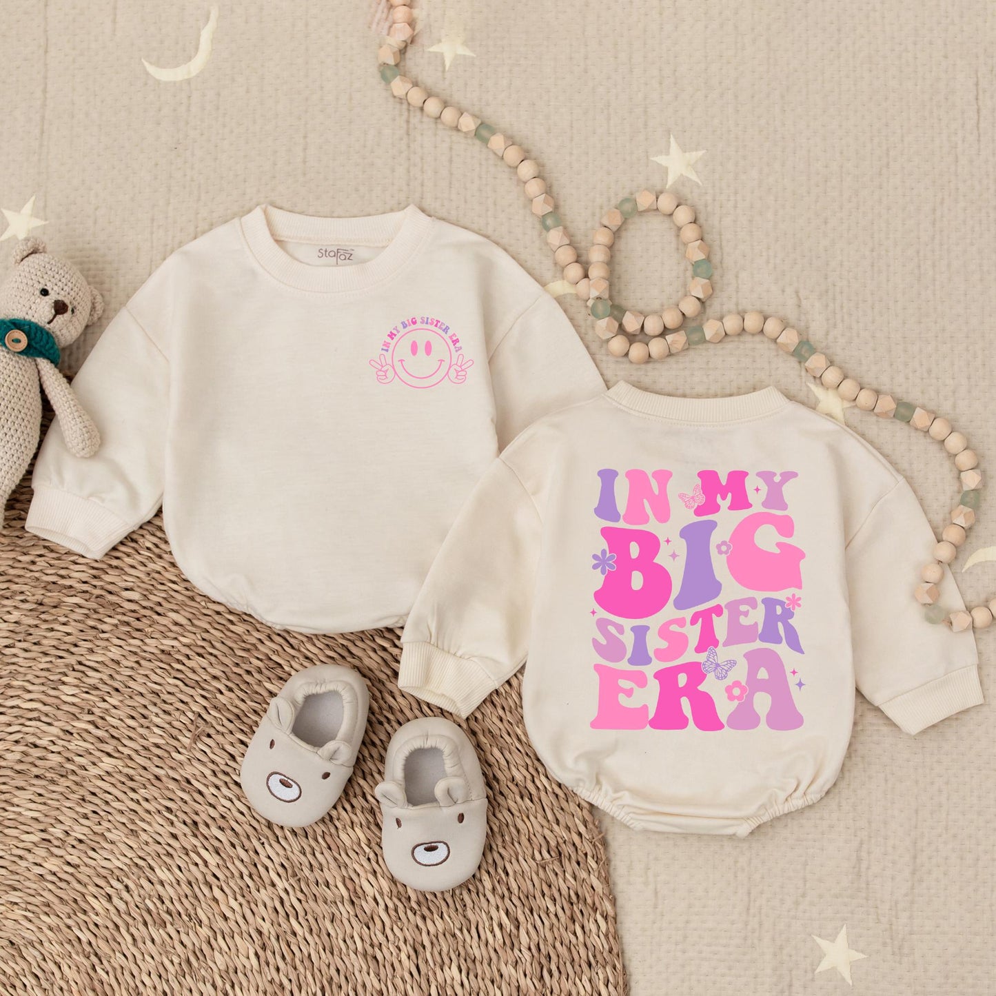In My Big Sister Era Baby Romper Baby Girl Shower Gift Pregnancy Announcement Newborn Outfit Sister Bodysuit Coming Home Clothes
