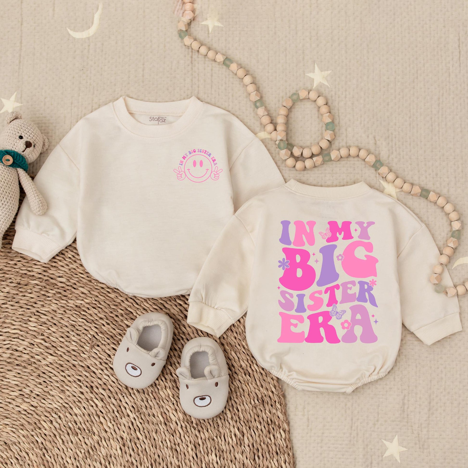 In My Big Sister Era Baby Romper Baby Girl Shower Gift Pregnancy Announcement Newborn Outfit Sister Bodysuit Coming Home Clothes