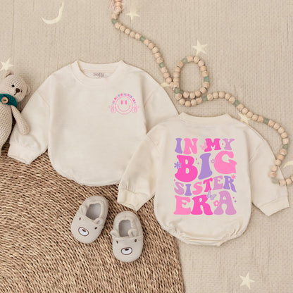 In My Big Sister Era Baby Romper Baby Girl Shower Gift Pregnancy Announcement Newborn Outfit Sister Bodysuit Coming Home Clothes
