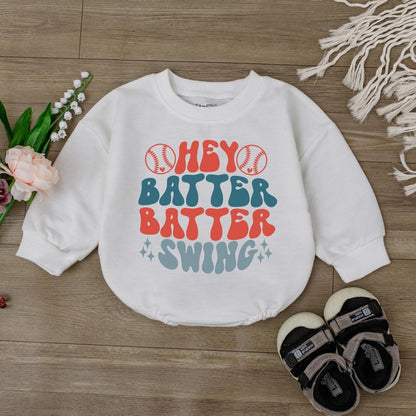 Hey Batter Batter Swing Baby Baseball Romper Retro Boy Outfit Cute Girl Clothes Game Day Sport Shirt Newborn Jumpsuit