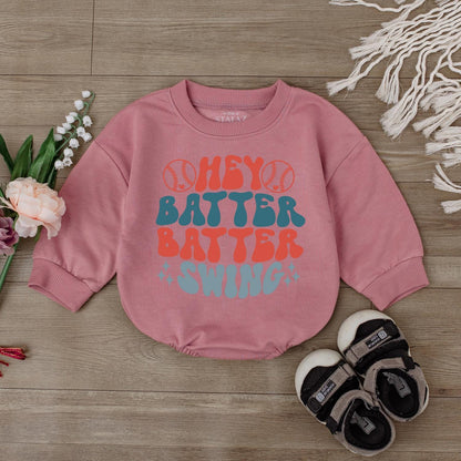 Hey Batter Batter Swing Baby Baseball Romper Retro Boy Outfit Cute Girl Clothes Game Day Sport Shirt Newborn Jumpsuit