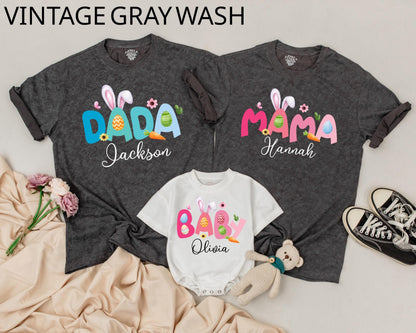 Custom Name Family Matching Easter Shirts, Mommy and Me Outfits for First Easter Day Birthday Celebration Holiday Gifts for Mom Dad Kids