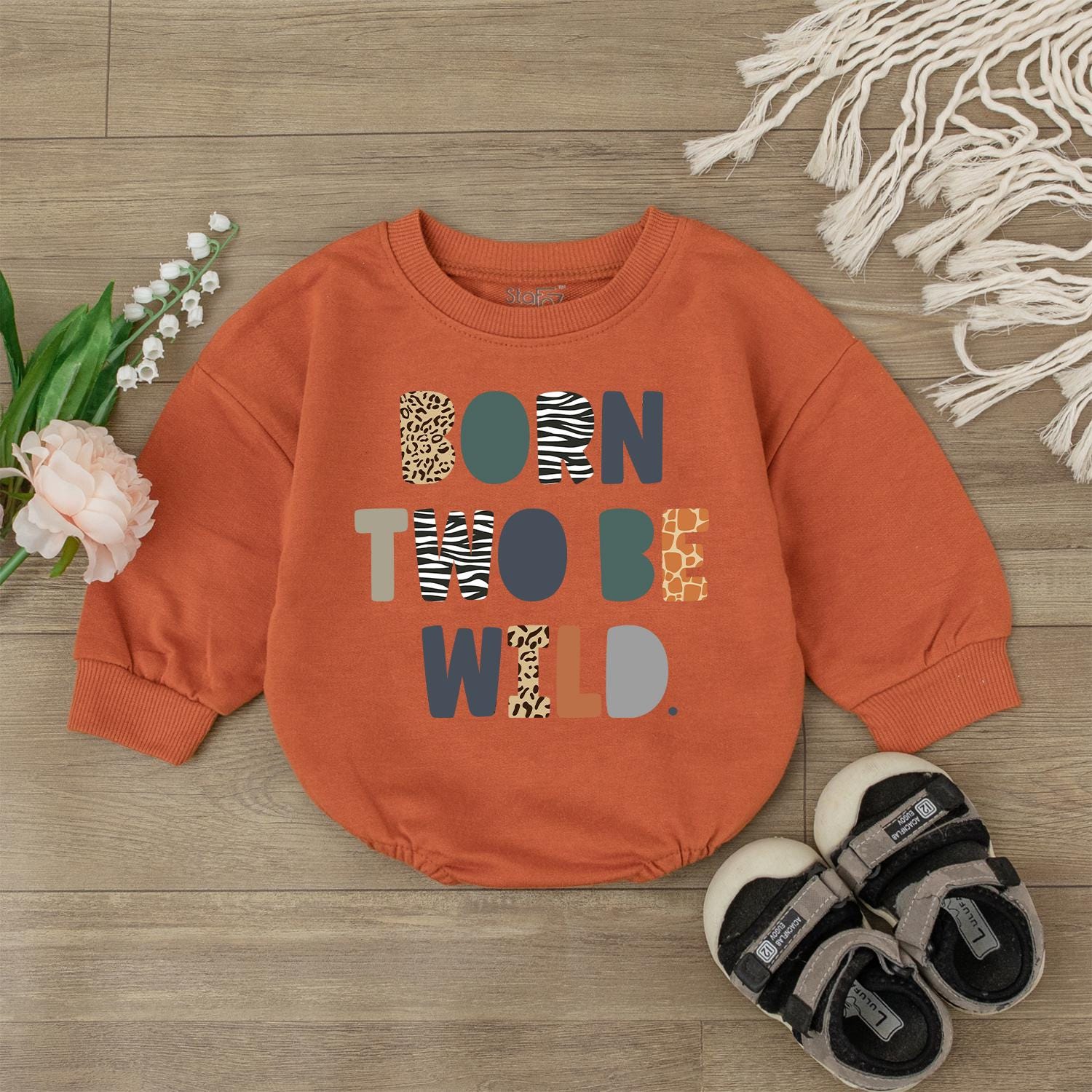 Born Two Be Wild Safari Birthday Romper for Girls Zoo Two Wild Outfit Toddler Baby Safari Party Clothes Second Birthday Celebration
