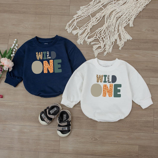 Safari Animal Baby Romper: Wild One Giraffe & Lion Birthday Bodysuit, Cute Baby Shower Gift, Girl's Birthday Outfit, Zoo Party