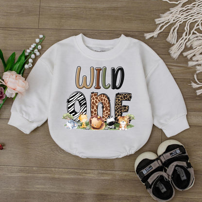 Cute Safari Animal Baby Romper Wild One Giraffe Lion Bodysuit Adorable Birthday Gift Outfit for Toddler Shower Present Natural Cotton Soft