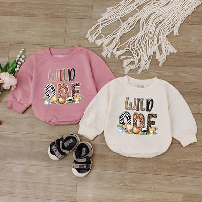 Cute Safari Animal Baby Romper Wild One Giraffe Lion Bodysuit Adorable Birthday Gift Outfit for Toddler Shower Present Natural Cotton Soft