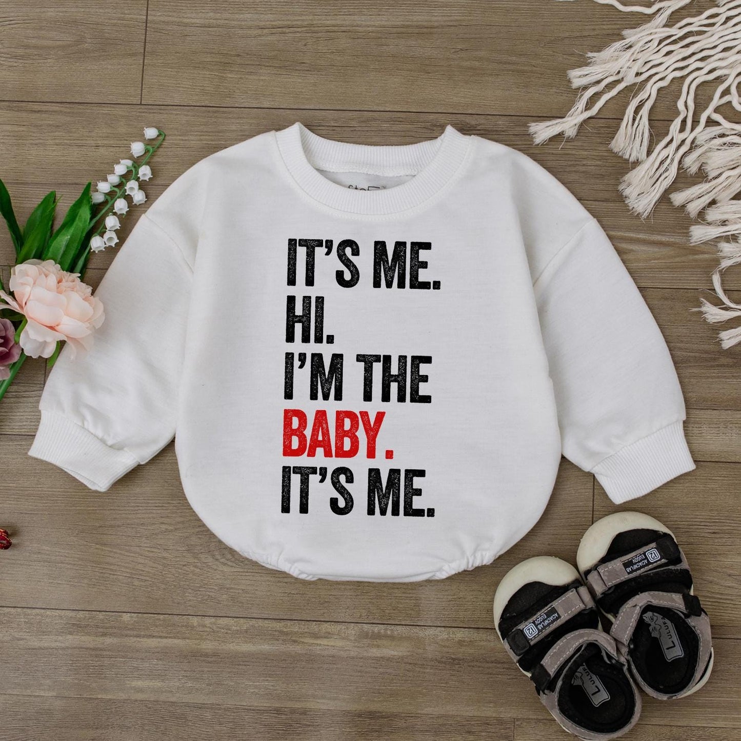 It's Me Hi I'm the Baby Romper Retro Funny Newborn Outfit Trendy Baby Clothes Gift 1st Birthday
