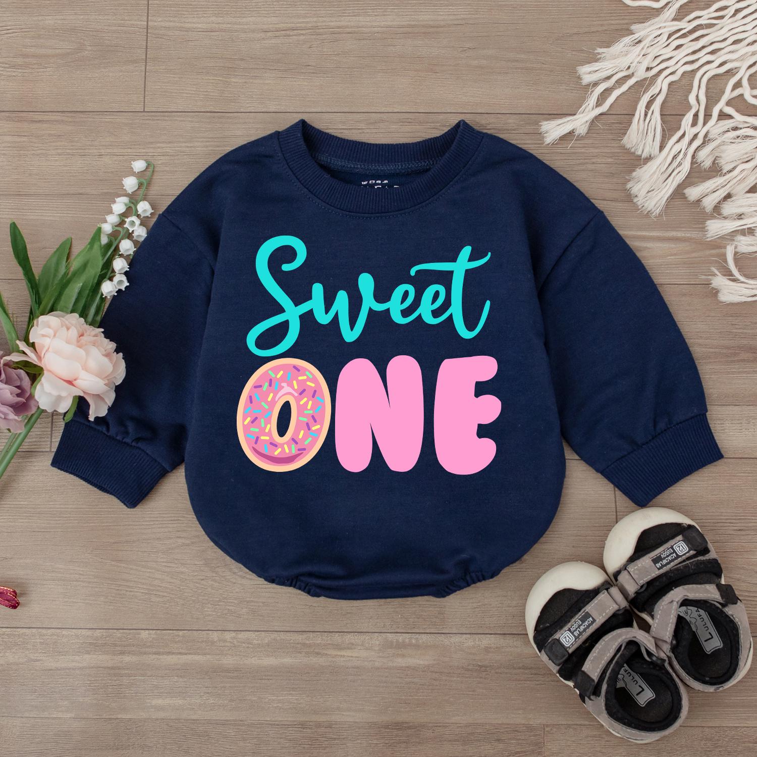 Sweet One Pink Donut Baby Bodysuit Adorable 1st Birthday Outfit Girl Smash Cake Romper Newborn Essential First Birthday Clothes