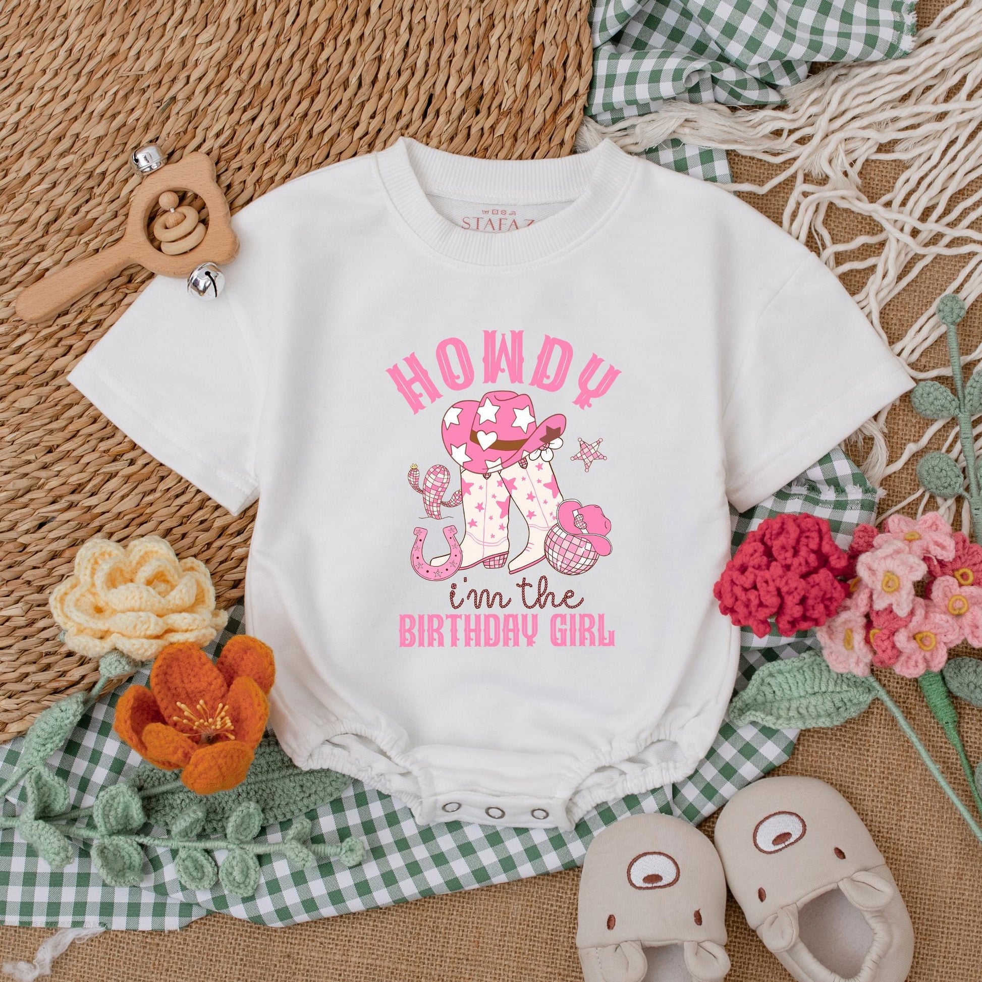 Custom Howdy I'm The Birthday Girl Romper My First Rodeo Cowgirl Birthday Outfit Baby Girl Western Celebration