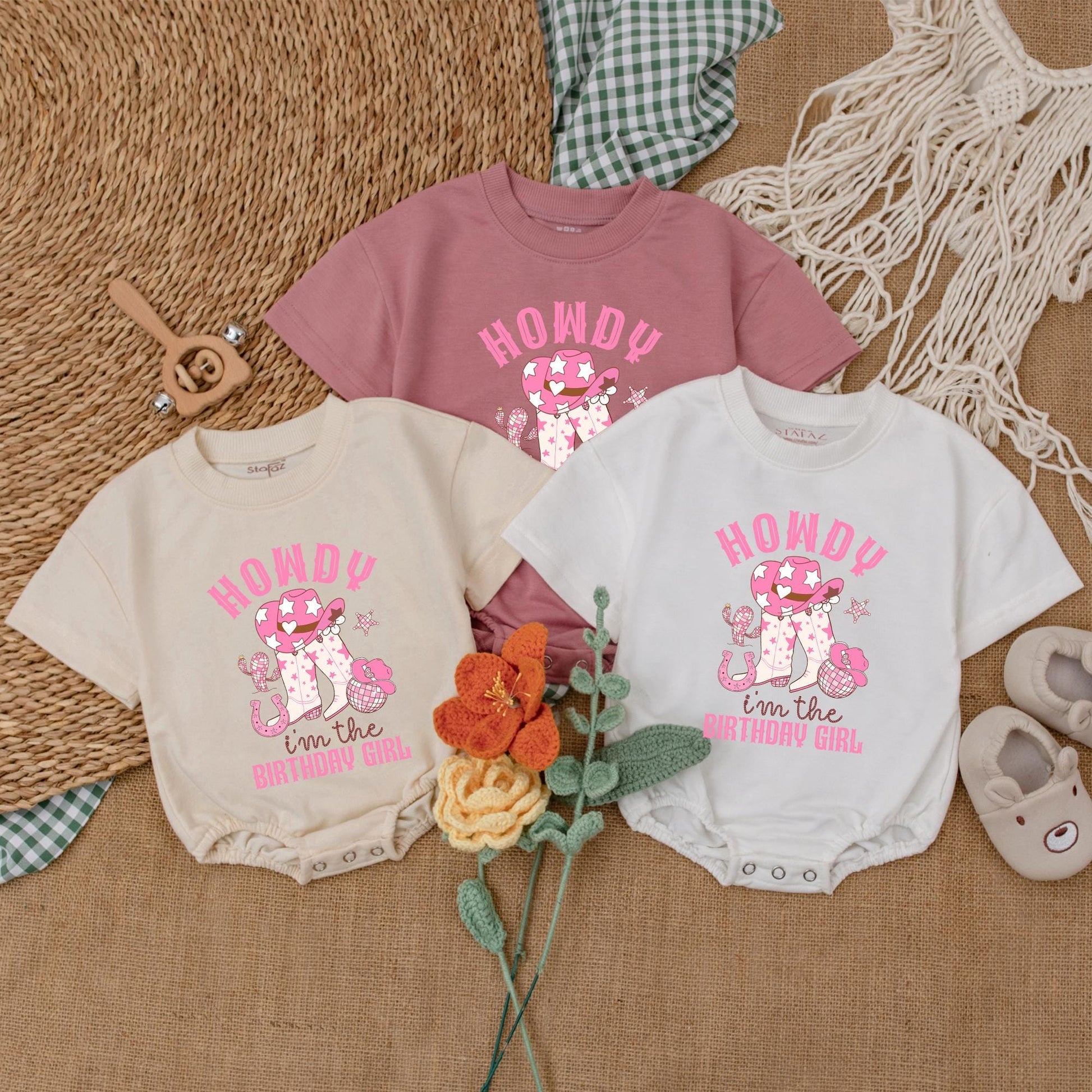 Custom Howdy I'm The Birthday Girl Romper My First Rodeo Cowgirl Birthday Outfit Baby Girl Western Celebration