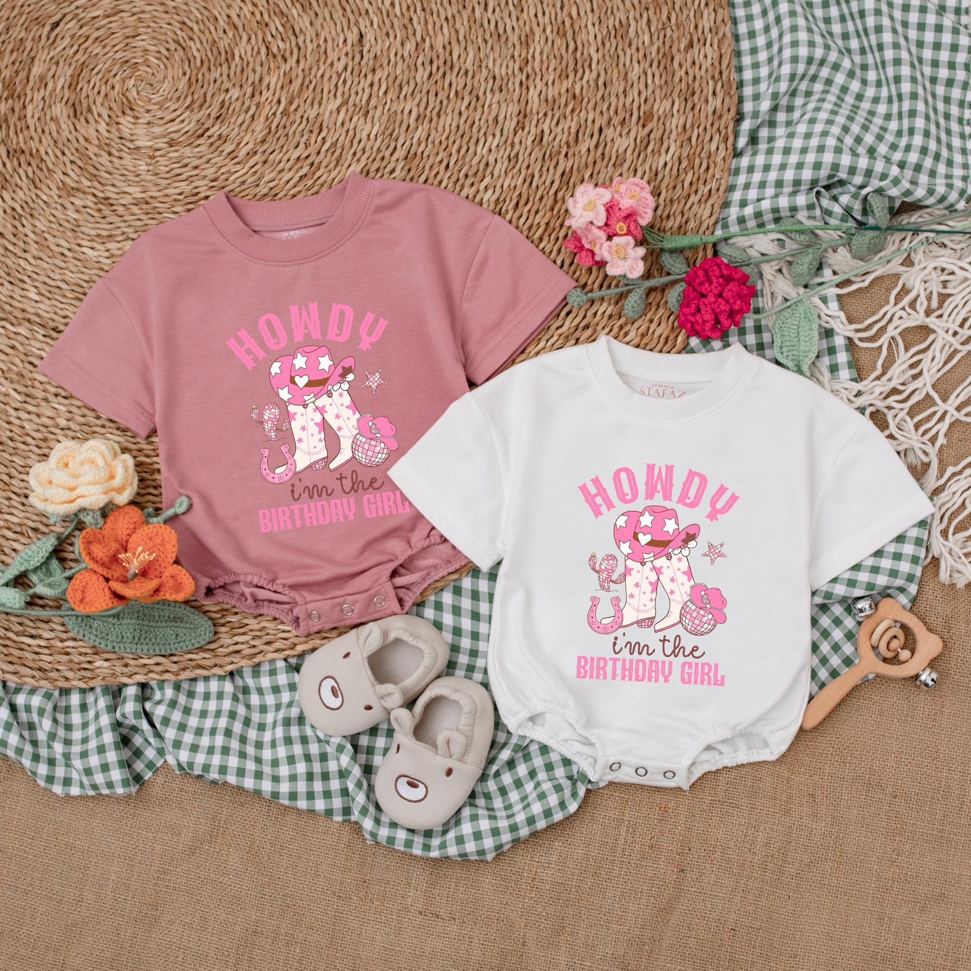 Custom Howdy I'm The Birthday Girl Romper My First Rodeo Cowgirl Birthday Outfit Baby Girl Western Celebration