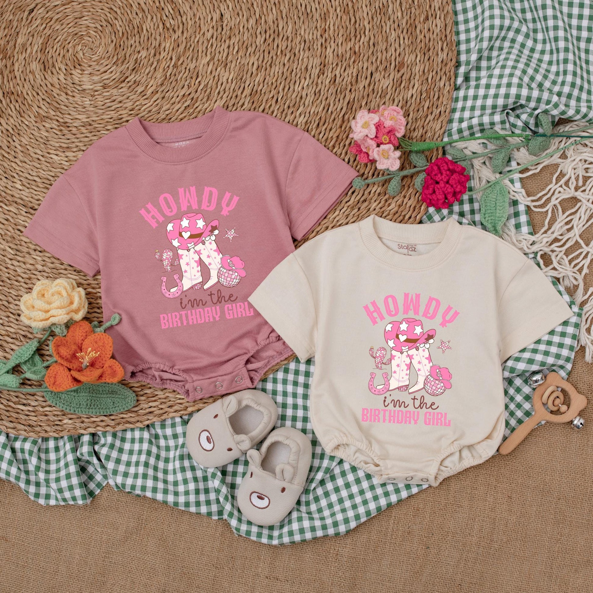 Custom Howdy I'm The Birthday Girl Romper My First Rodeo Cowgirl Birthday Outfit Baby Girl Western Celebration
