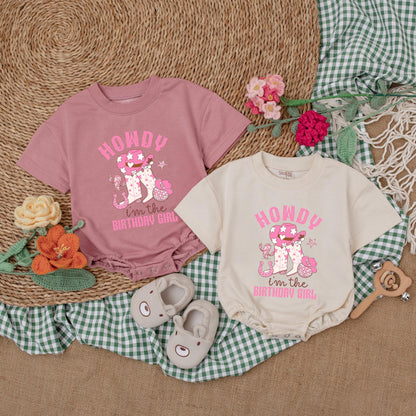 Custom Howdy I'm The Birthday Girl Romper My First Rodeo Cowgirl Birthday Outfit Baby Girl Western Celebration