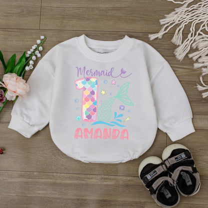 Custom Mermaid 1st Birthday Romper for Baby Girl | Personalized Mermaid Party Outfit | This Mermaid is One Bodysuit