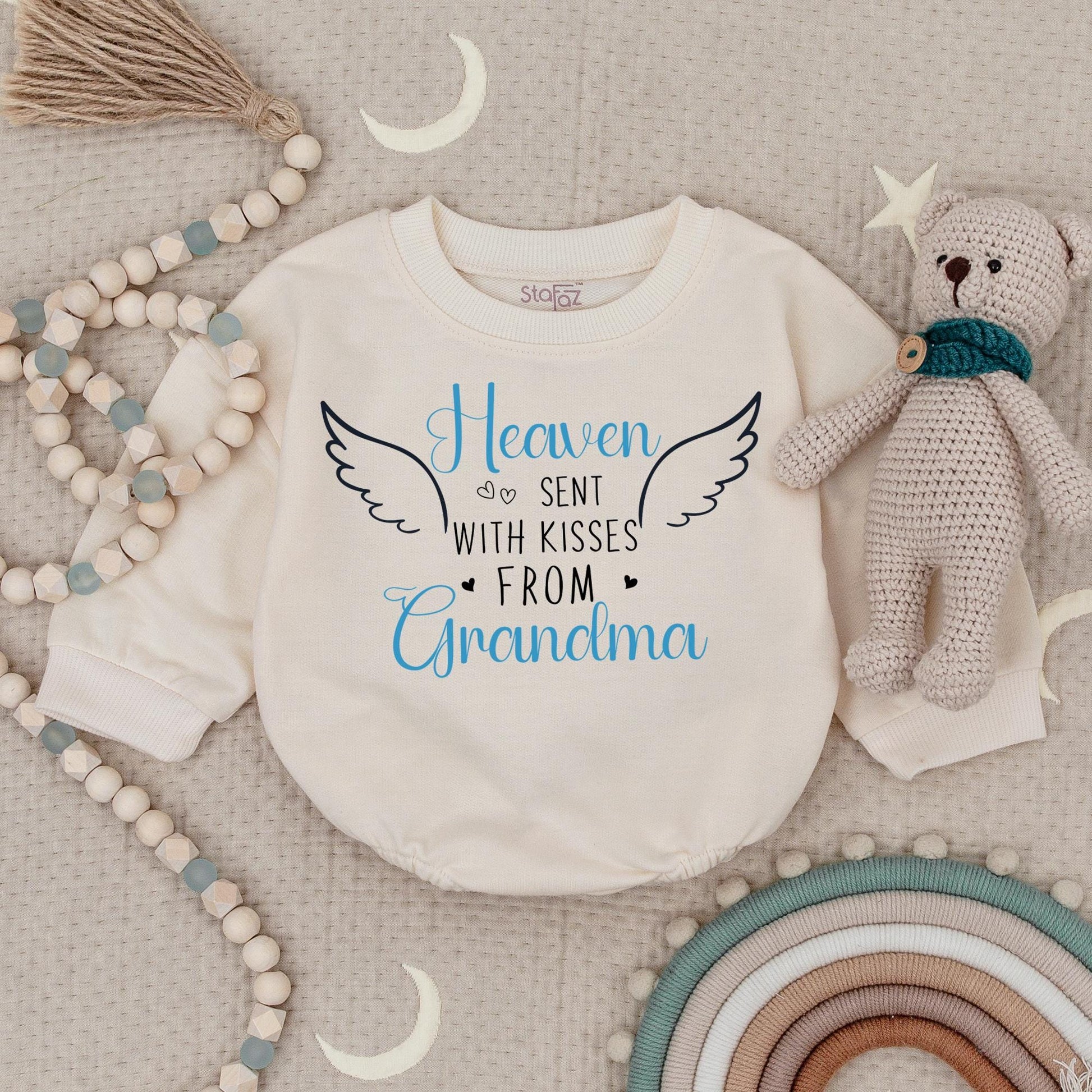 Heaven Sent Baby Bodysuit with Angel Wings, In Memory of Grandma, Custom Newborn Gift, Baby Announcement, Sentimental Baby Shower