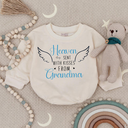 Heaven Sent Baby Bodysuit with Angel Wings, In Memory of Grandma, Custom Newborn Gift, Baby Announcement, Sentimental Baby Shower