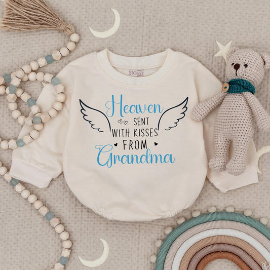 Heaven Sent Baby Bodysuit with Angel Wings, In Memory of Grandma, Custom Newborn Gift, Baby Announcement, Sentimental Baby Shower