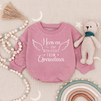 Heaven Sent Baby Bodysuit with Angel Wings, In Memory of Grandma, Custom Newborn Gift, Baby Announcement, Sentimental Baby Shower