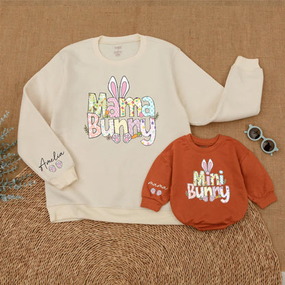 Personalized Easter Mama and Mini Bunny Sweatshirt Cute Mommy and Me Matching Easter Outfit Gift for Mom
