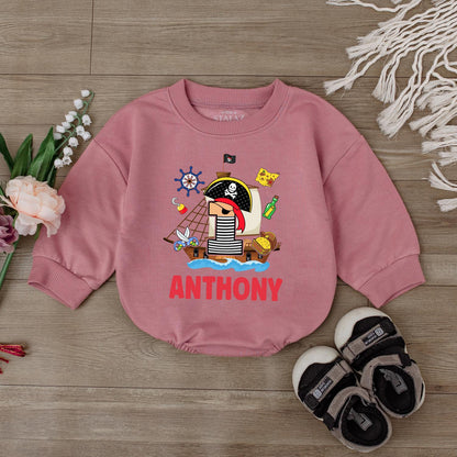 Pirate Baby Romper - Personalized Custom Name Bodysuit First Birthday Outfit Boy Gift - Ocean Theme Toddler Clothes