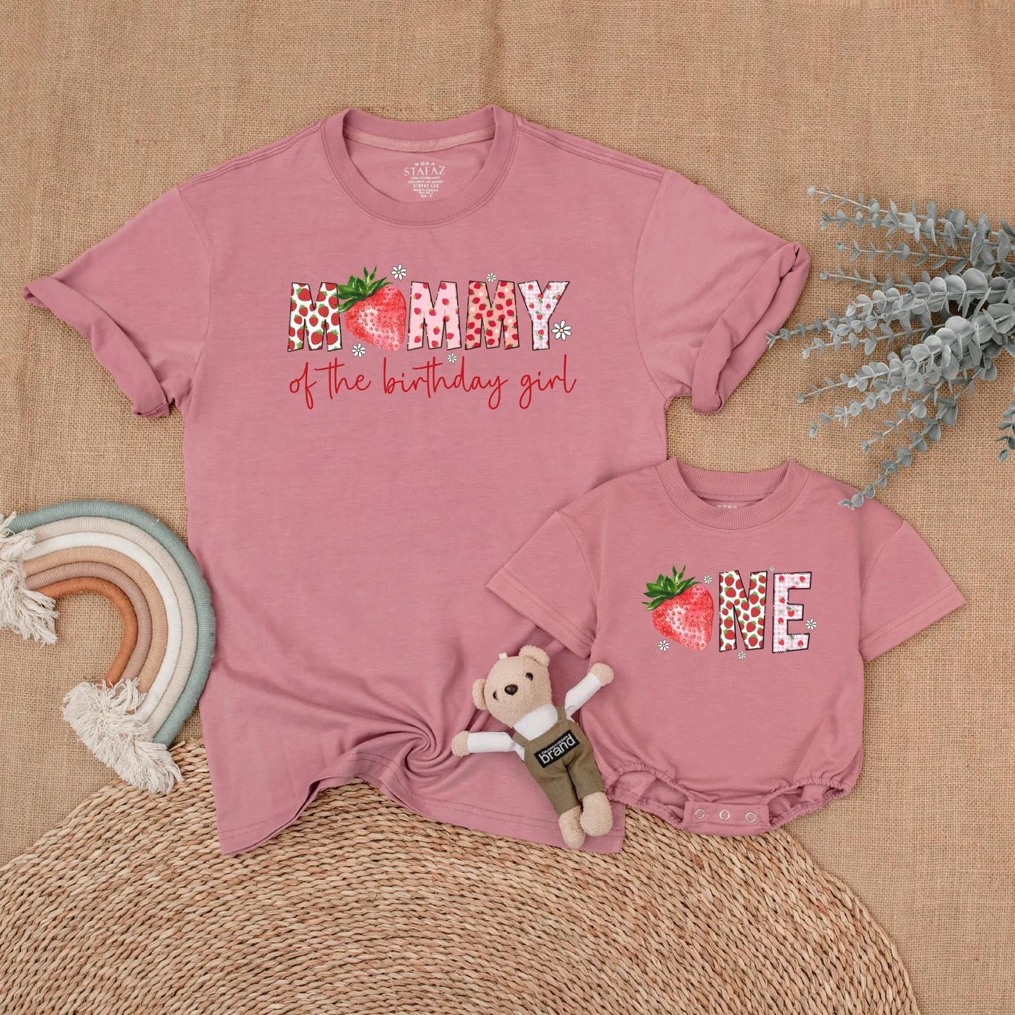 Sweet Strawberry First Birthday Matching Family Shirt for Girls Mommy and Me Berry First Birthday Outfit