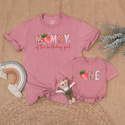 Sweet Strawberry First Birthday Matching Family Shirt for Girls Mommy and Me Berry First Birthday Outfit